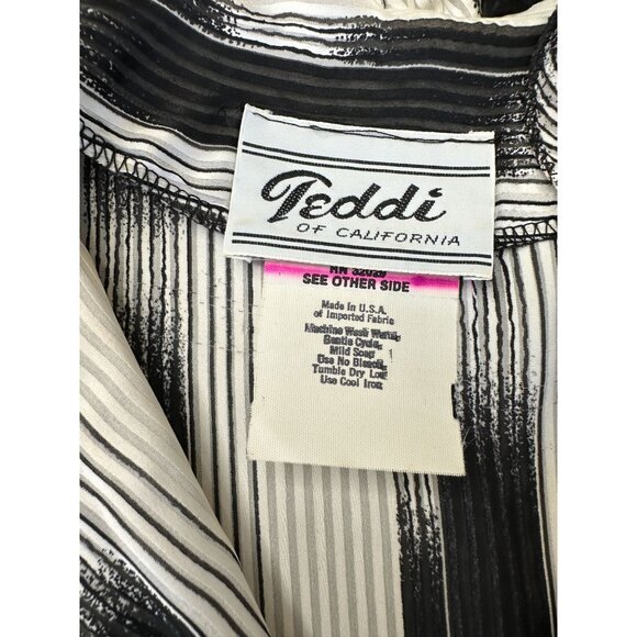 Teddi Of California Womens White Black Blouse 16 long sleeve polyester button up - Picture 3 of 6